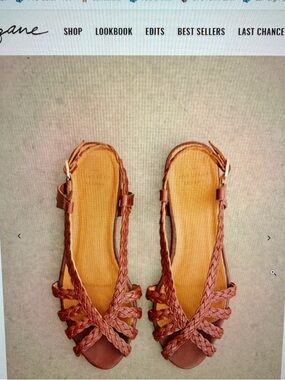 Sezane Natacha Low Sandals FR38 US8, Woven Leather Brown